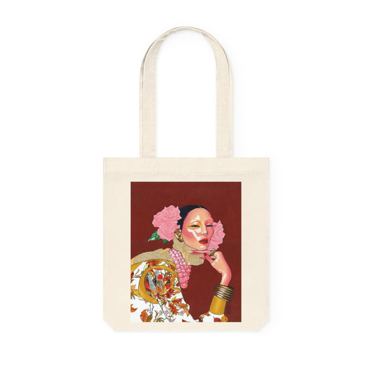 Floral glowy skinned diva - Woven Tote Bag